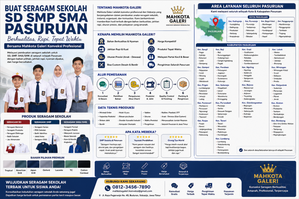 Buat Seragam Sekolah Pasuruan Melayani SD SMP SMA
